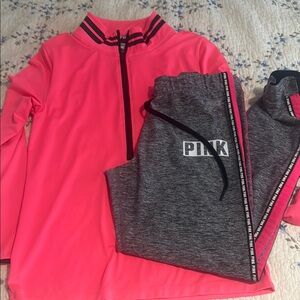 PINK Victoria's Secret Neon Pink and Gray Set